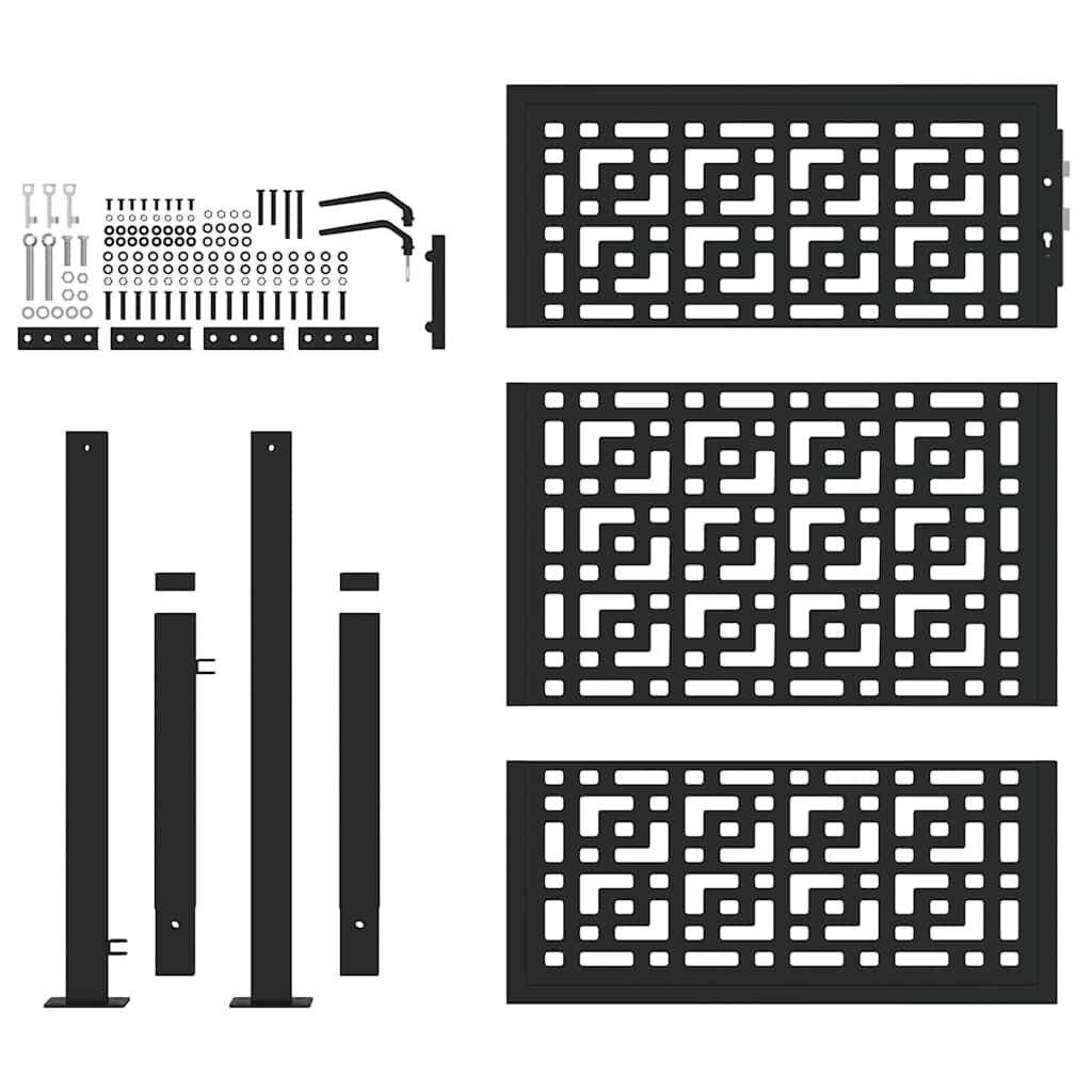 vidaXL Πύλη κήπου Μαύρη 105x130 cm Ατσάλινος σταυρός σχεδιασμού