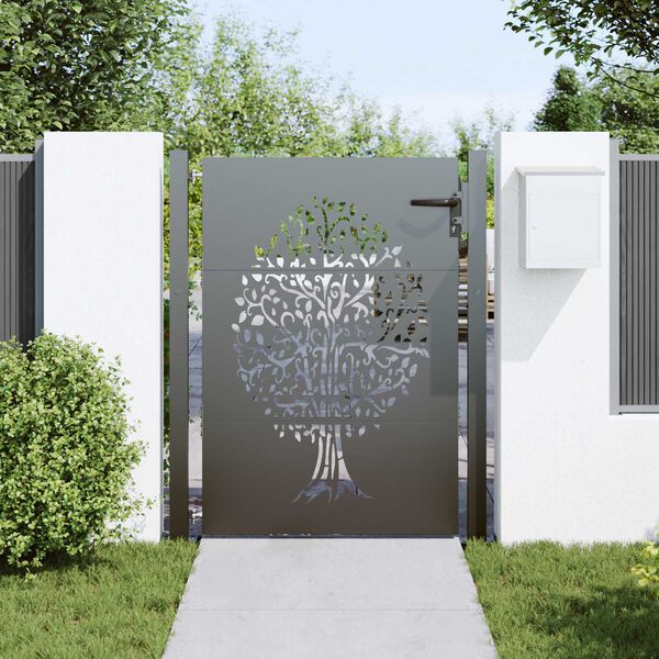 vidaXL Πύλη Κήπου Άλλο Μαύρο 105 x 150 cm Ατσάλι με Επικάλυψη Πούδρας