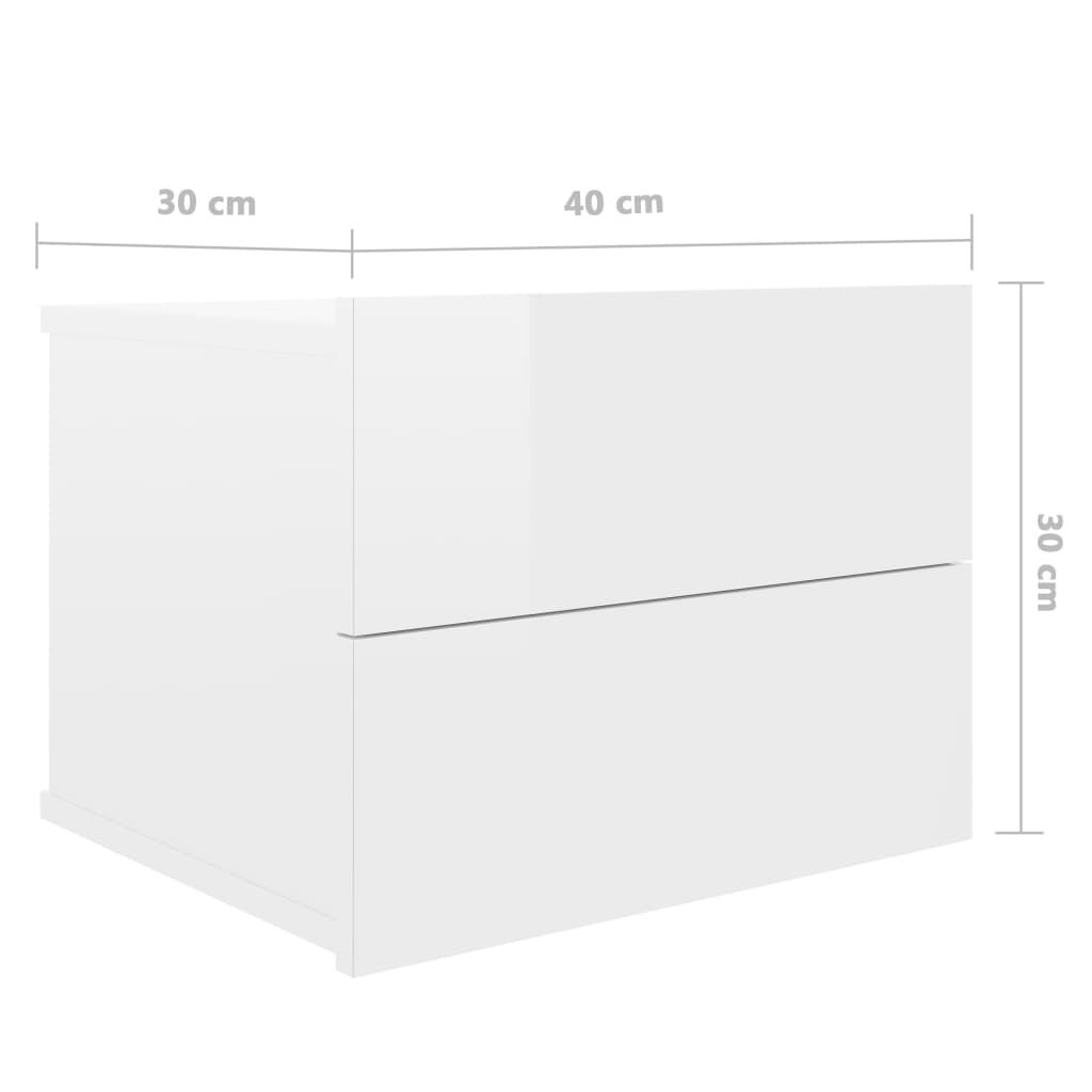 vidaXL Κομοδίνο Γυαλιστερό Λευκό 40 x 30 x 30 εκ. από Επεξ. Ξύλο
