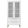 vidaXL Βιτρίνα MOLDE Λευκή 90 x 35 x 175 εκ. από Μασίφ Ξύλο Πεύκου