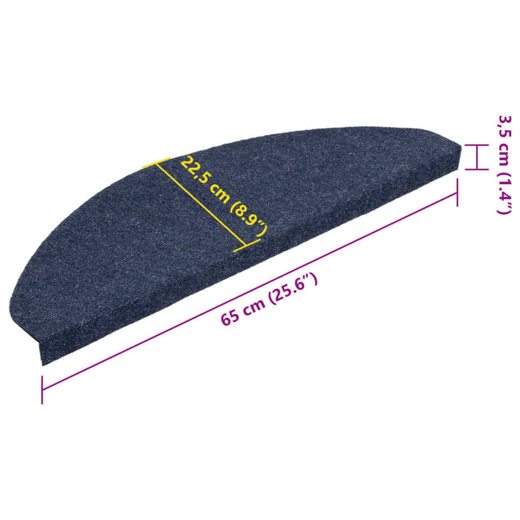 vidaXL Πατάκια Σκάλας Αυτοκόλλητα 15 τεμ. Μπλε 65x22,5x3,5 εκ.