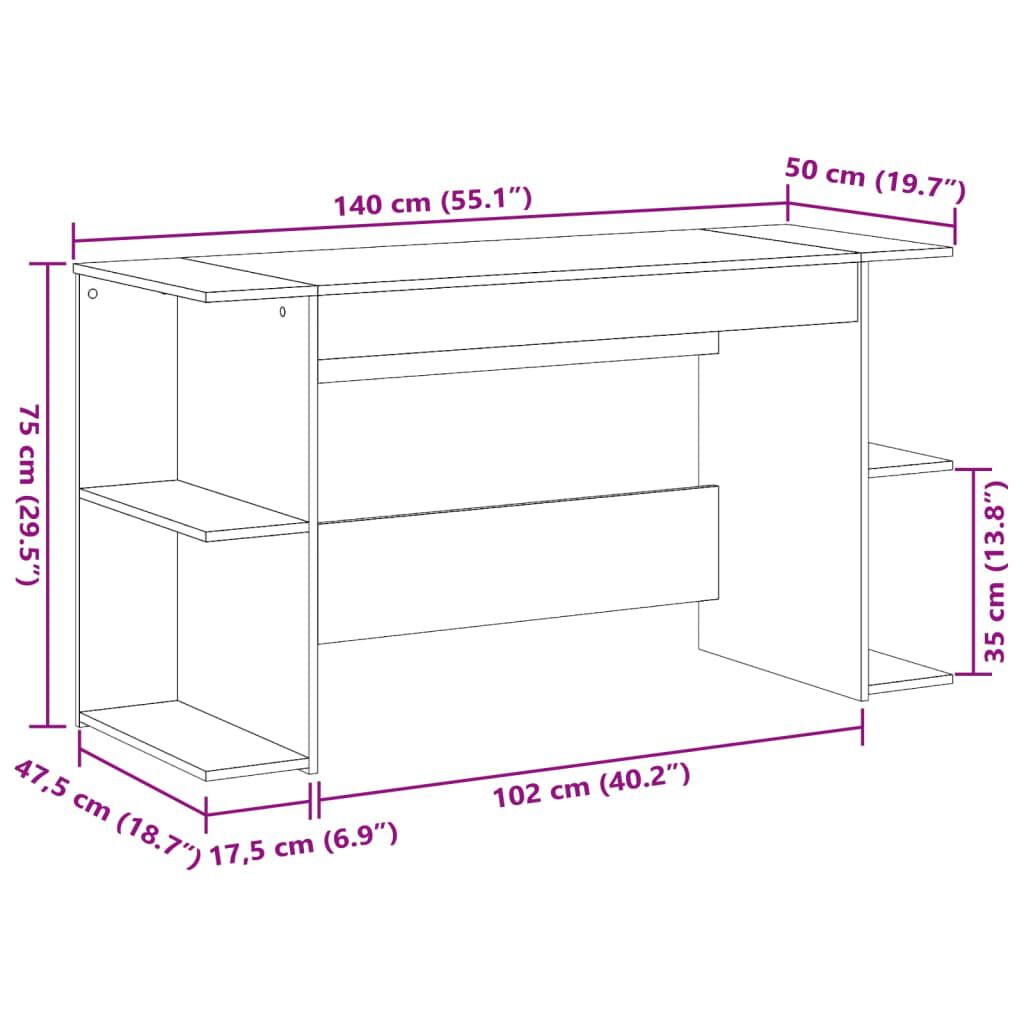 vidaXL Γραφείο Μαύρο 140 x 50 x 75 εκ. από Επεξεργασμένο Ξύλο