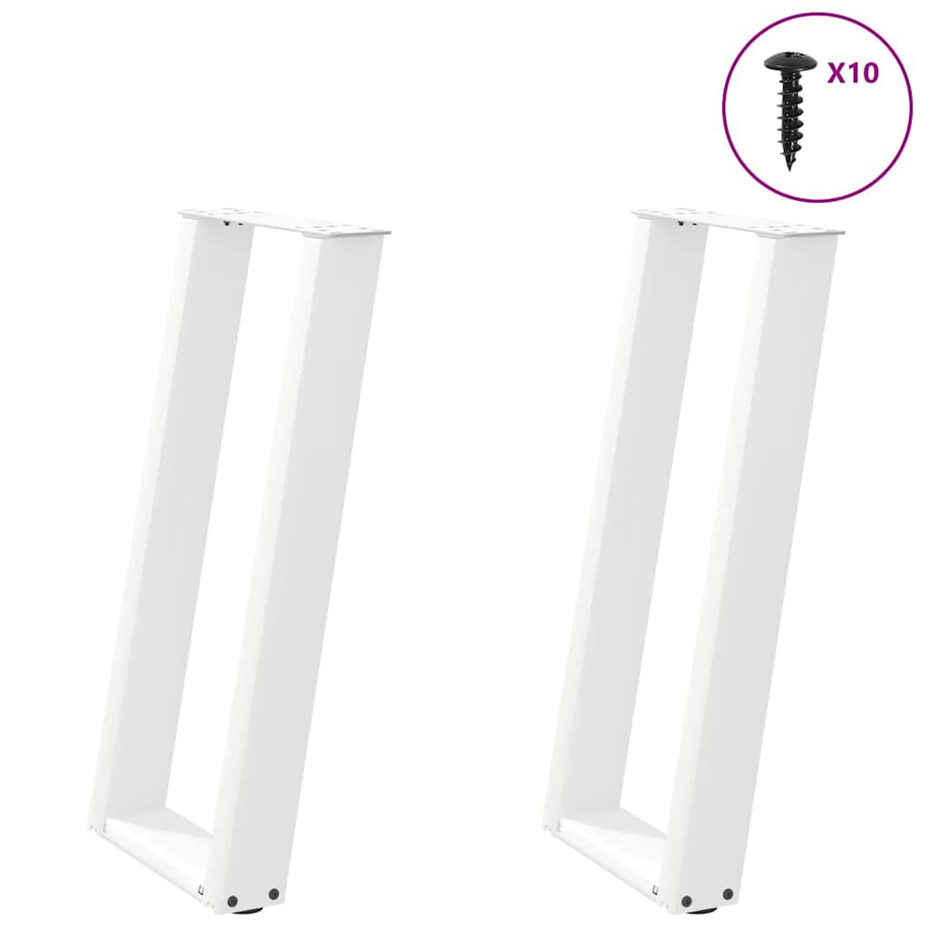 vidaXL Πόδια Κονσόλας σε Σχήμα U 2 τεμ. Λευκά 28x(72-73) εκ. Ατσάλι