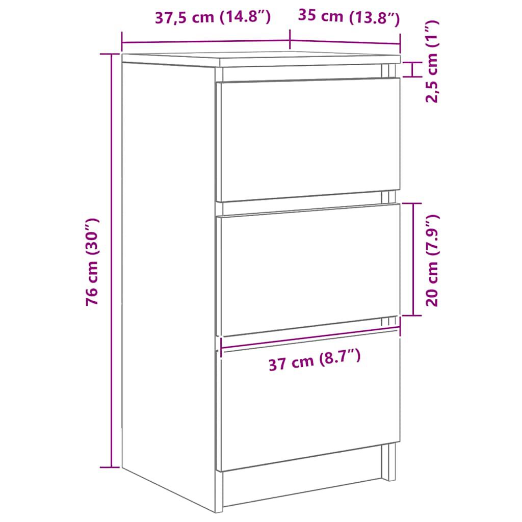 vidaXL Ντουλάπι Γκρι Σκυροδέματος 37,5x35x76 εκ. Επεξεργασμένο Ξύλο