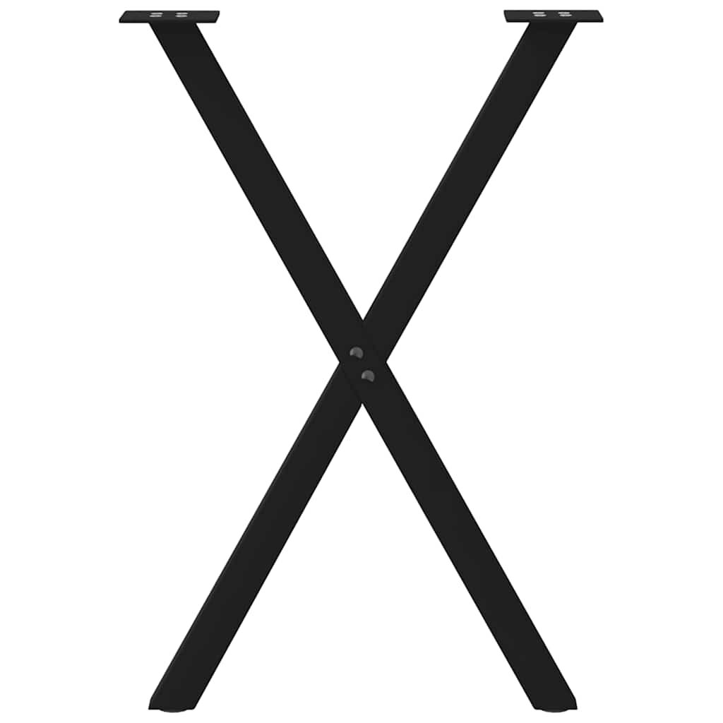 vidaXL Πόδια Τραπεζαρίας σε Σχήμα Χ, 2 τεμ. Μαύρο, Ατσάλι 60x(72-73) εκ.