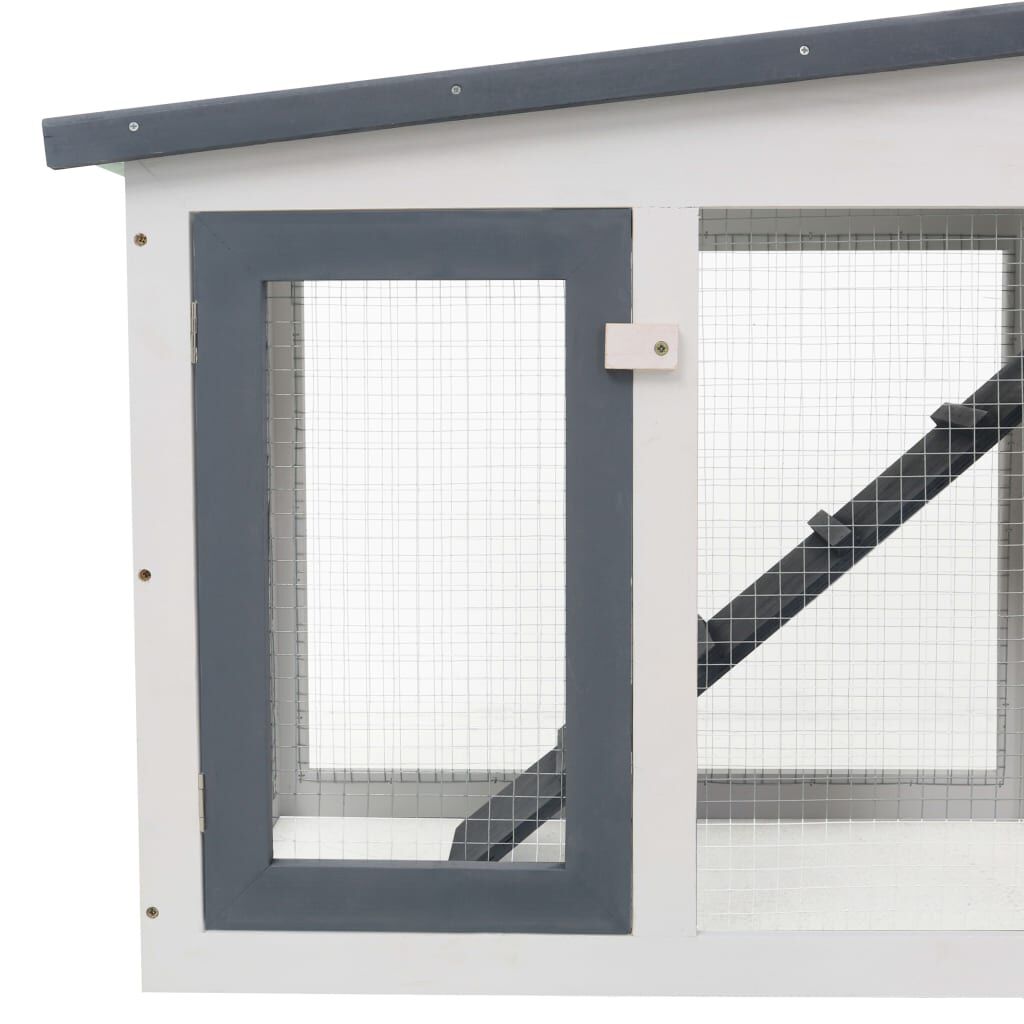 vidaXL Κλουβί Κουνελιών Μεγάλο Γκρι/Λευκό 201 x 45 x 85 εκ. Ξύλινο