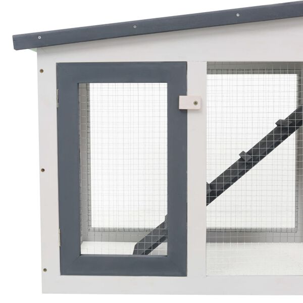 vidaXL Κλουβί Κουνελιών Μεγάλο Γκρι/Λευκό 201 x 45 x 85 εκ. Ξύλινο