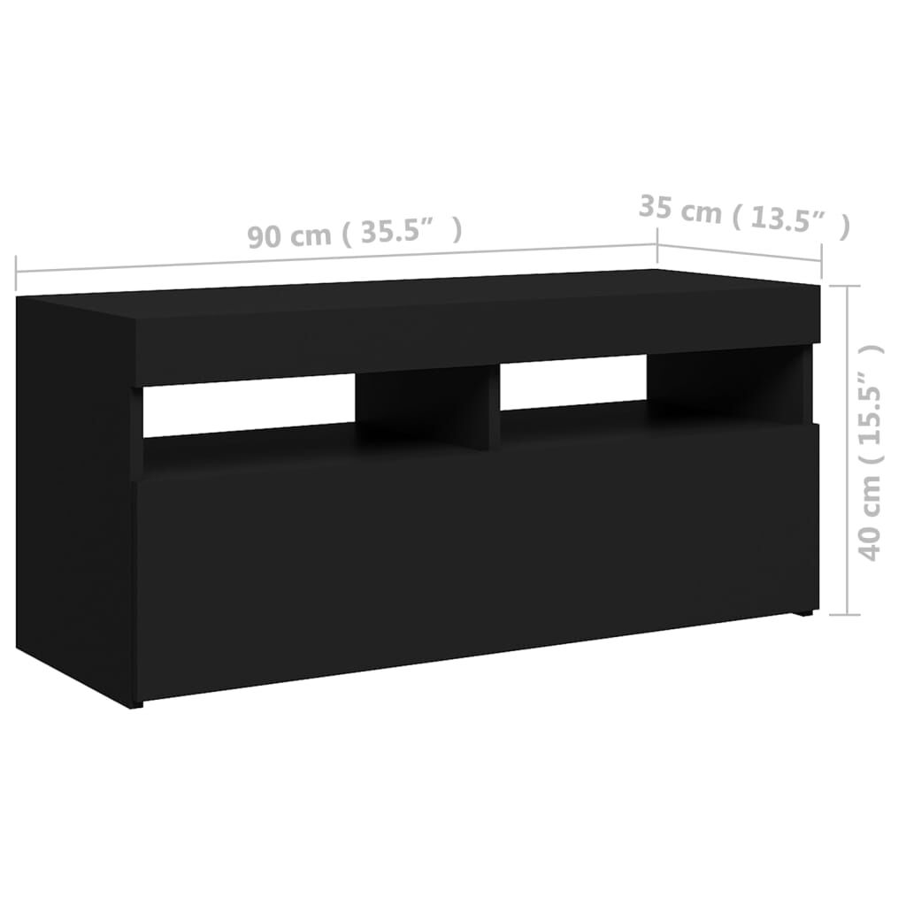 vidaXL Έπιπλο Τηλεόρασης με LED Μαύρο 90 x 35 x 40 εκ.