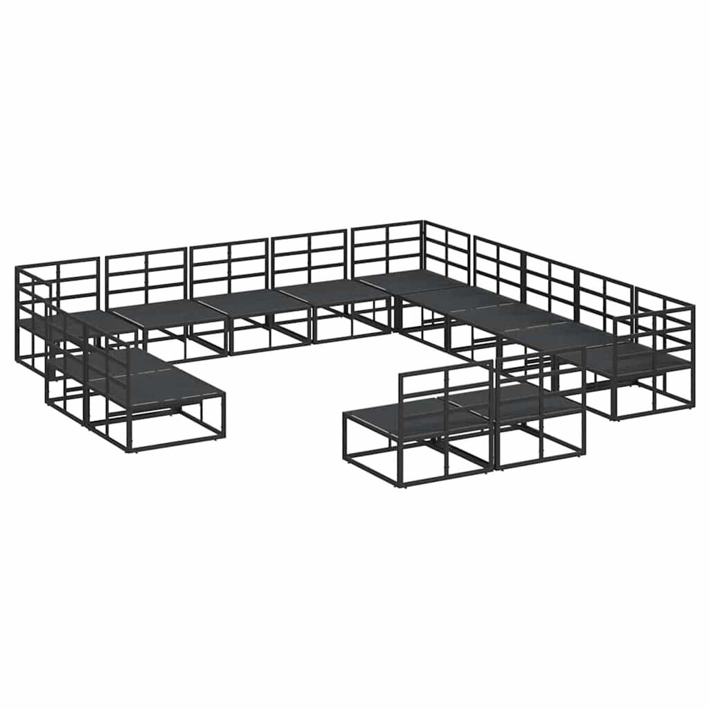 vidaXL Σετ Καναπέ Κήπου με μαξιλάρι 13 pcs Μαύρο Αλουμίνιο