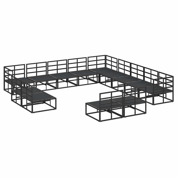 vidaXL Σετ Καναπέ Κήπου με μαξιλάρι 13 pcs Μαύρο Αλουμίνιο
