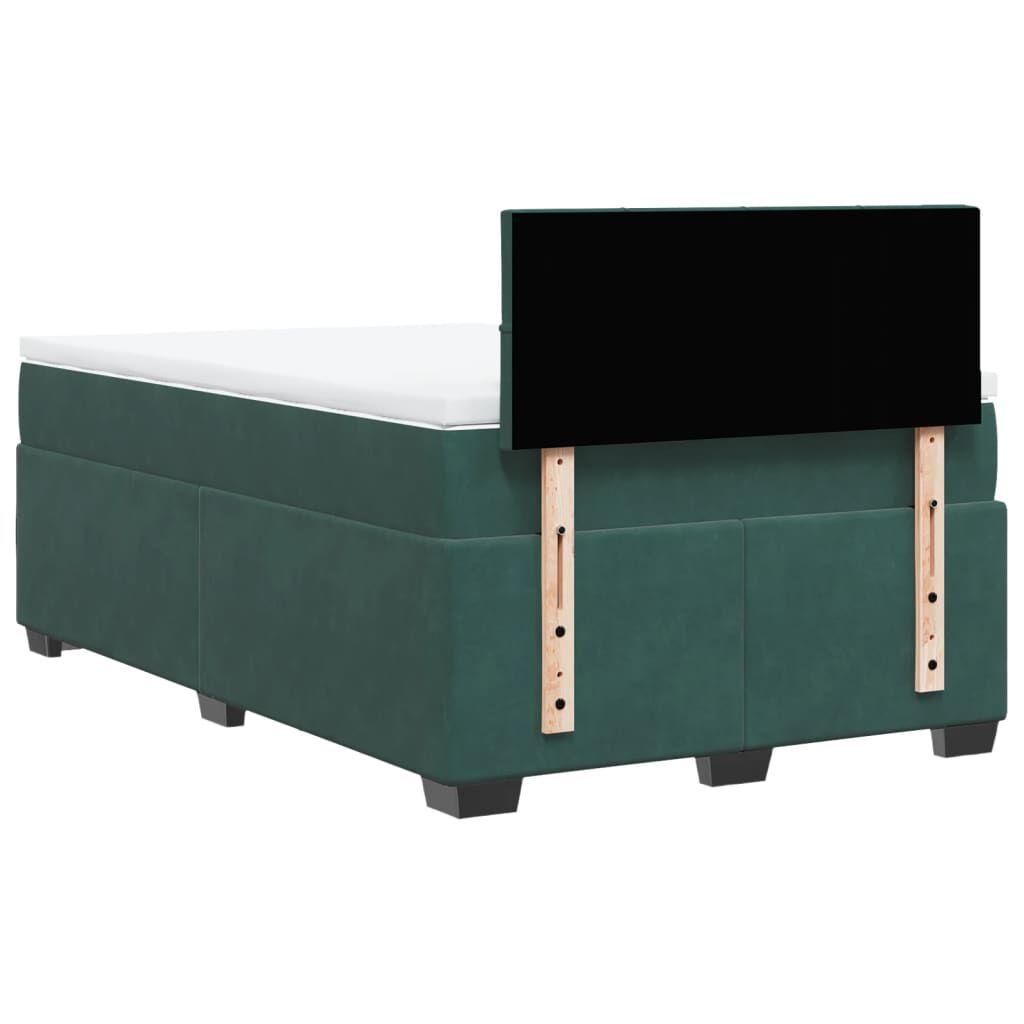 vidaXL Κρεβάτι Boxspring με Στρώμα Σκούρο Πράσινο 120x200εκ. Βελούδινο