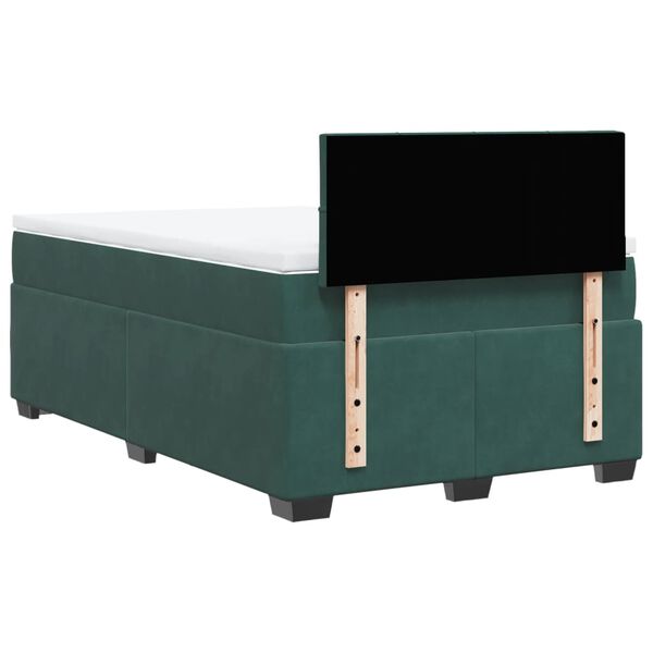 vidaXL Κρεβάτι Boxspring με Στρώμα Σκούρο Πράσινο 120x200εκ. Βελούδινο
