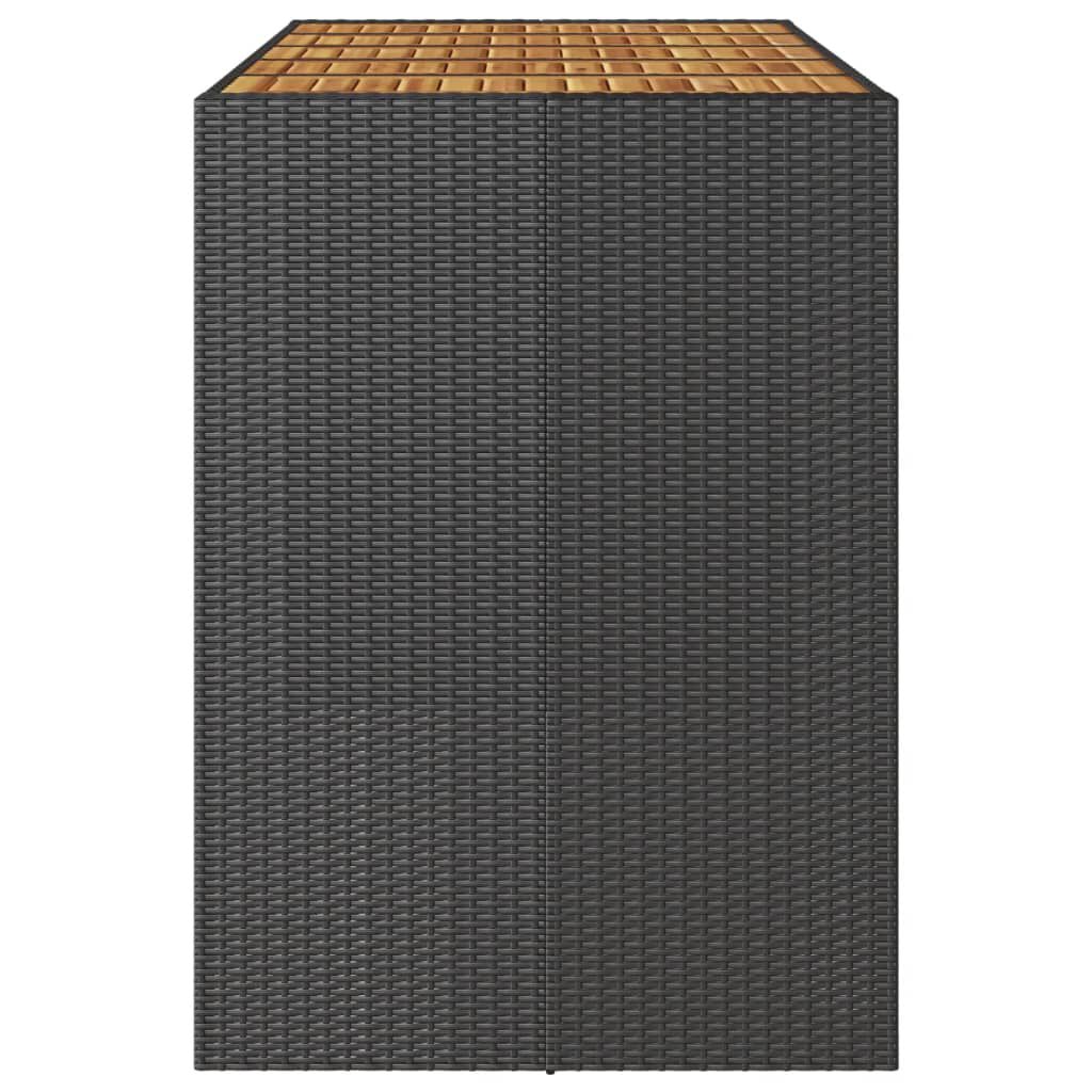 vidaXL Τραπέζι Μπαρ Κήπου Επιφ. Ακακίας Μαύρο 185x80x110εκ Συνθ. Ρατάν