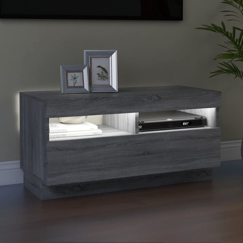 vidaXL Έπιπλο Τηλεόρασης με LED Γκρι Sonoma 80x35x40 εκ.