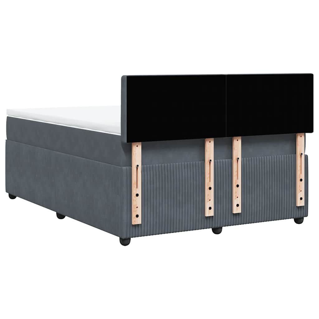 vidaXL Κρεβάτι Boxspring με Στρώμα Σκούρο Γκρι 140x190 εκ. Βελούδινο