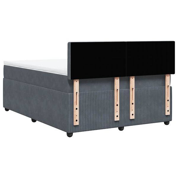 vidaXL Κρεβάτι Boxspring με Στρώμα Σκούρο Γκρι 140x190 εκ. Βελούδινο