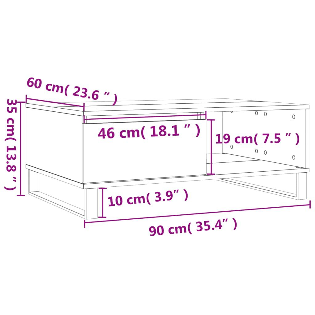 vidaXL Τραπεζάκι Σαλονιού Καφέ Δρυς 90x60x35εκ. από Επεξεργασμ. Ξύλο