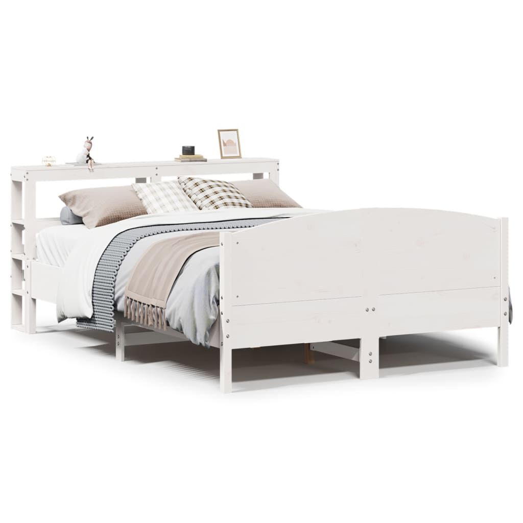vidaXL Σκελετός Κρεβ. Χωρίς Στρώμα Λευκό 135x190 εκ Μασίφ Πεύκο