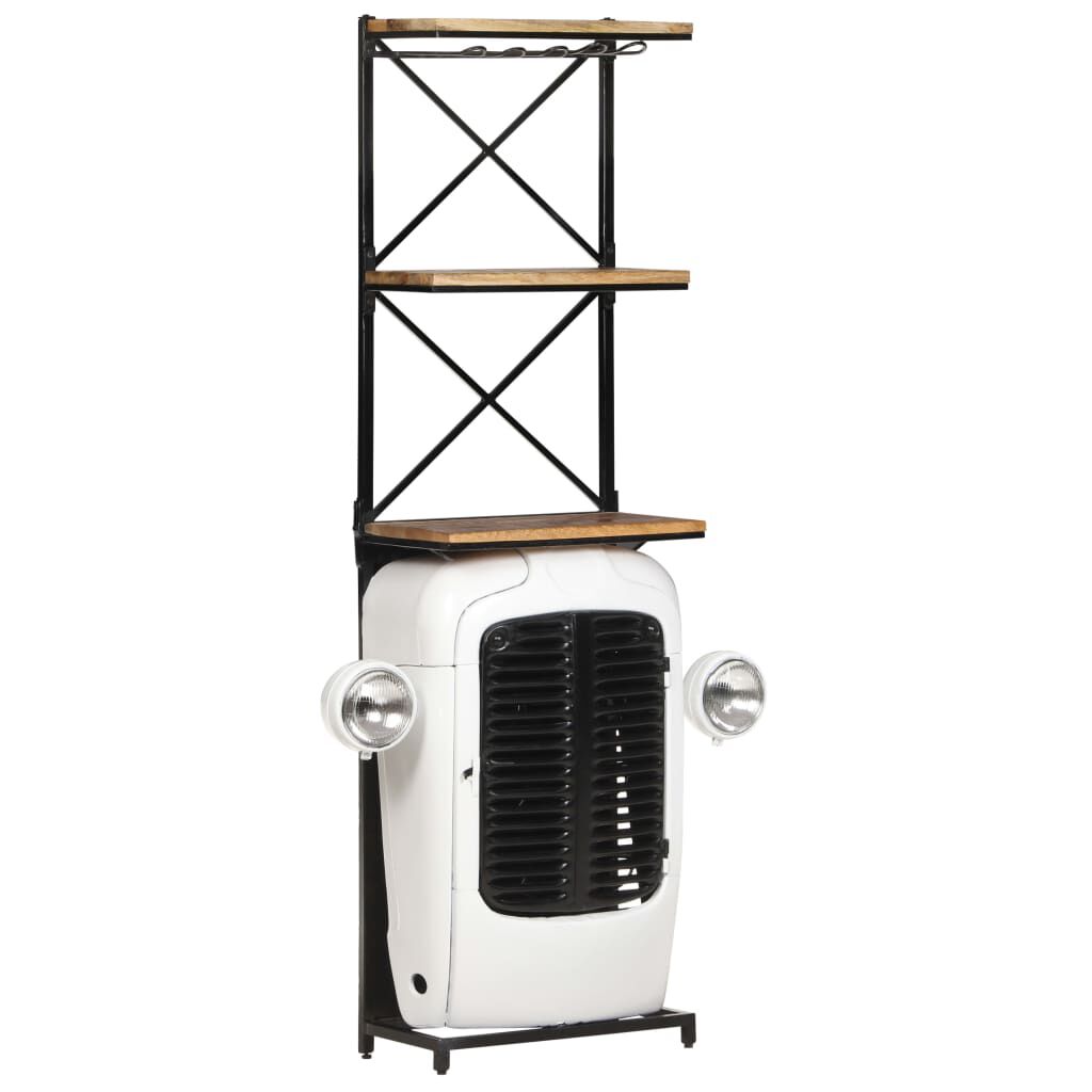 vidaXL Κάβα Κρασιών Λευκή Όψη Τρακτέρ 49x31x172 εκ. Μασίφ Ξύλο Μάνγκο