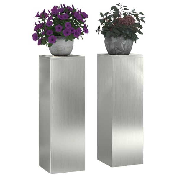 vidaXL Υπαίθρια Σταντ Φυτών Πυλώνας 2 τμχ 24x24x75 εκ Γαλβανισμένο Ατσάλι
