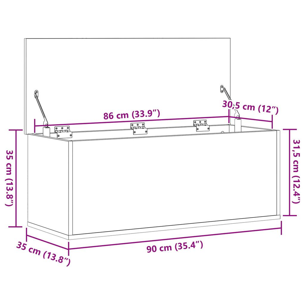 κουτί αποθήκευσης vidaXL Artisan Oak 90x35x35 εκ, φτιαγμένο από ξύλο