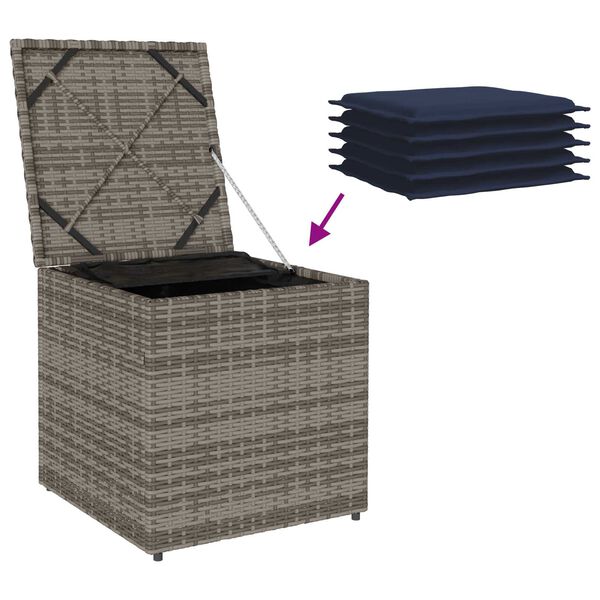 vidaXL Κουτί Μαξιλαριών Γκρι 50 x 50 x 50 cm συνθετικό ρατάν