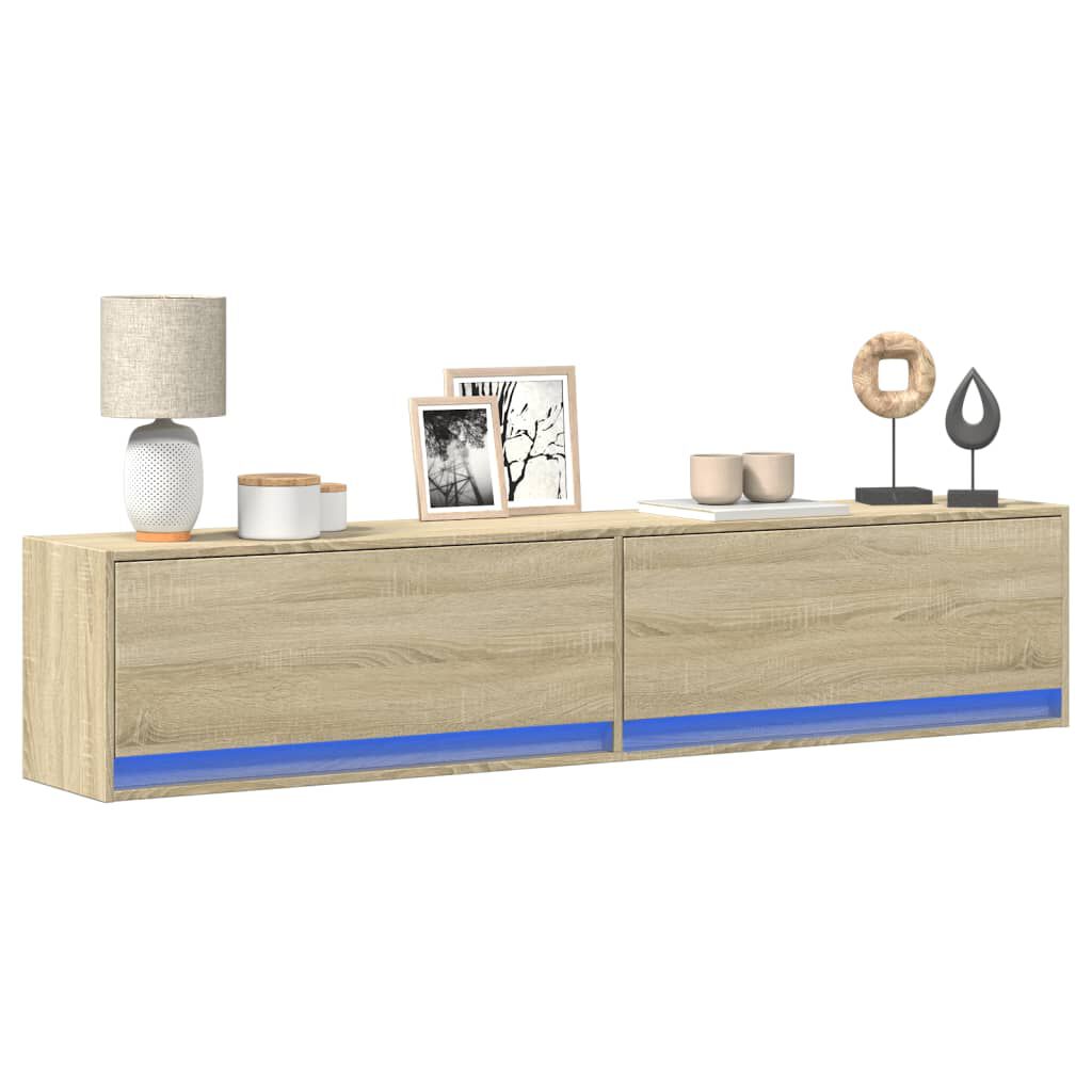vidaXL Έπιπλο Τοίχου Τηλεόρασης με LED Sonoma Δρυς 180x31x38 εκ.