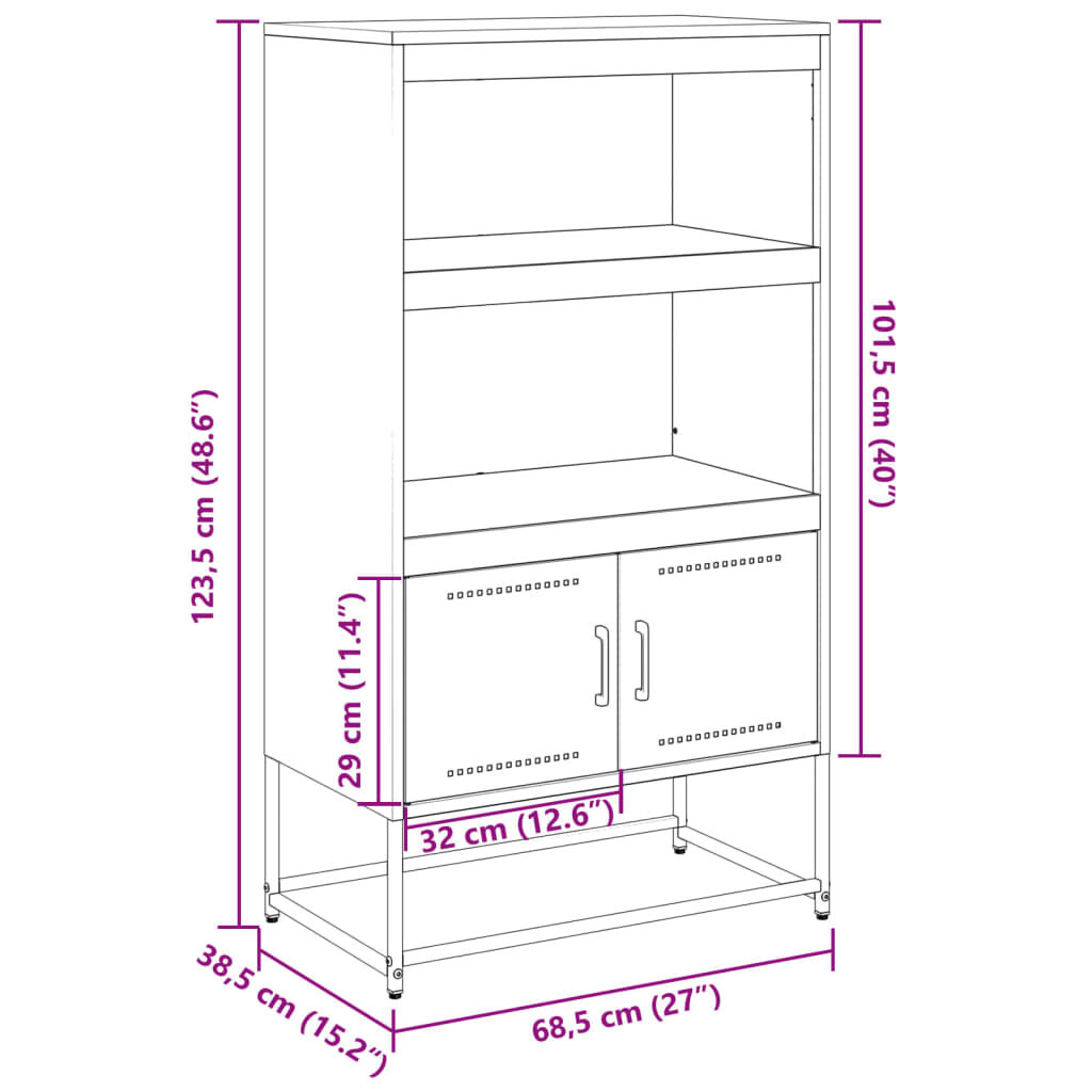 vidaXL Ραφιέρα Μαύρη 68,5x38,5x123,5 εκ. από Ατσάλι