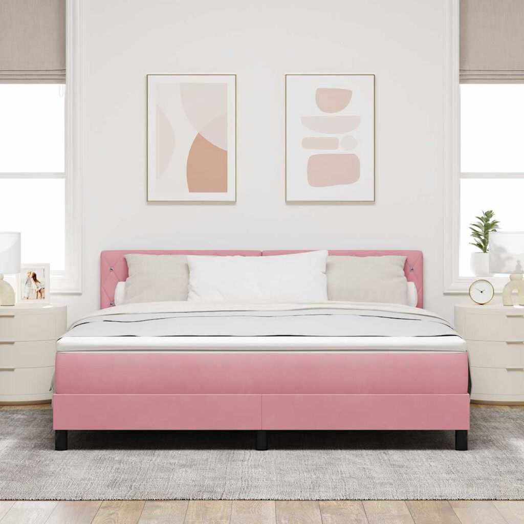 vidaXL Κρεβάτι με ελατήρια με στρώμα Ροζ 180 x 200 cm Βελούδο