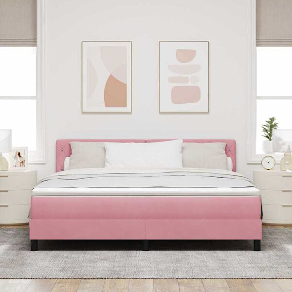vidaXL Κρεβάτι με ελατήρια με στρώμα Ροζ 180 x 200 cm Βελούδο