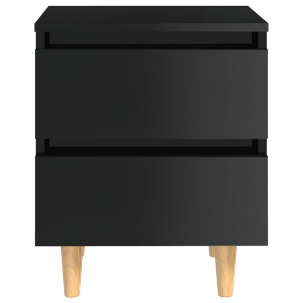 vidaXL Κομοδίνο Γυαλιστερό Μαύρο 40x35x50 εκ. με Πόδια από Ξύλο Πεύκου