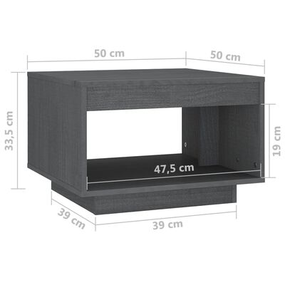 vidaXL Τραπεζάκι Σαλονιού Γκρι 50x50x33,5 εκ. από Μασίφ Ξύλο Πεύκου
