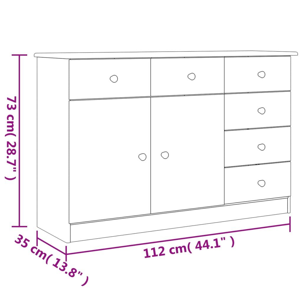 vidaXL Ντουλάπι ALTA 112 x 35 x 73 εκ. από Μασίφ Ξύλο Πεύκου