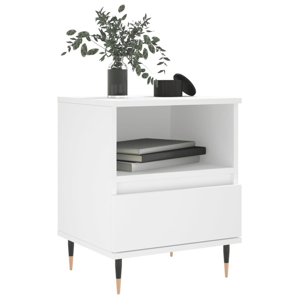 vidaXL Κομοδίνα Λευκά 2 τεμ. 40 x 35 x 50 εκ. από Επεξεργασμένο Ξύλο