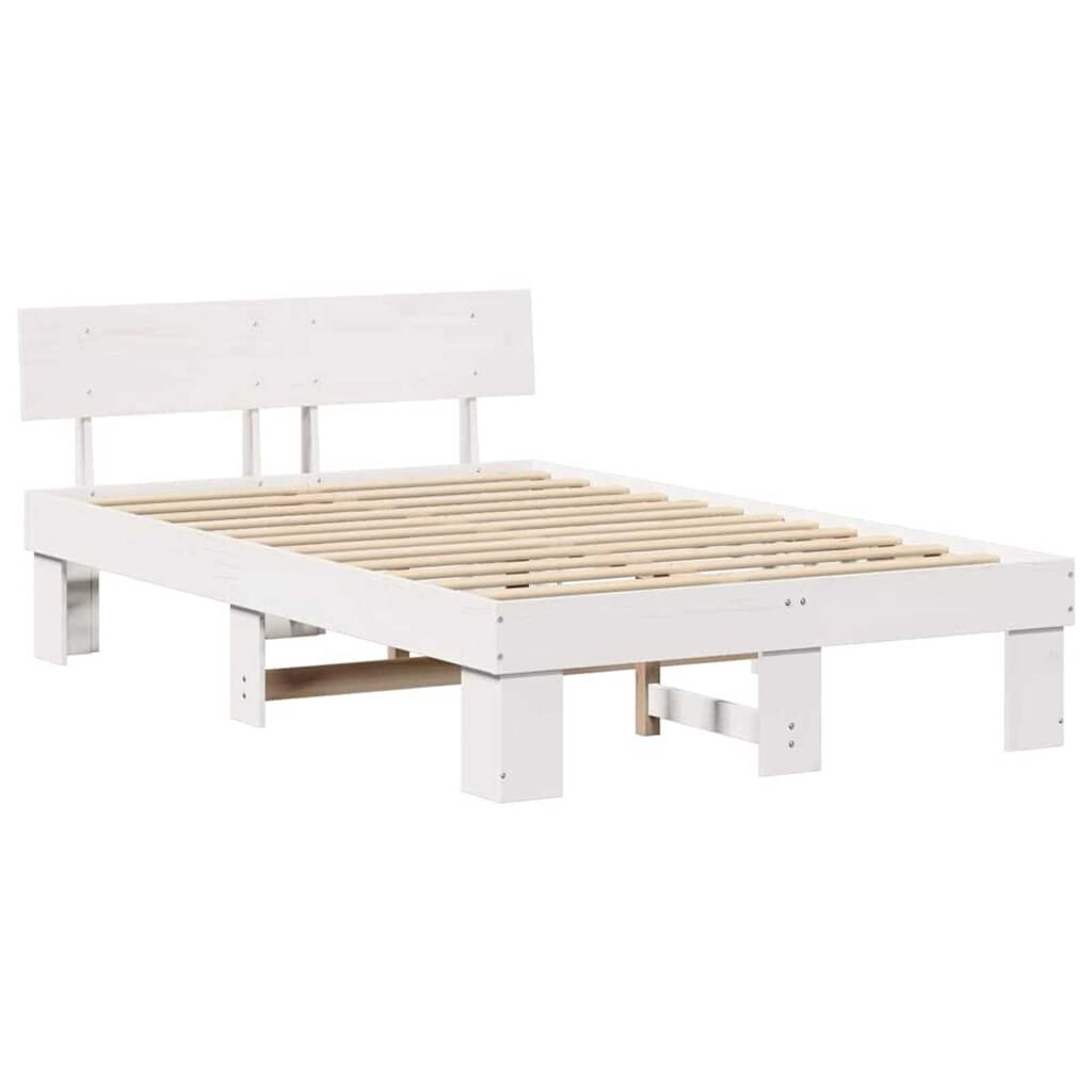 vidaXL Σκελετός Κρεβατιού Λευκό 120 x 190 cm Μασίφ ξύλο πεύκου