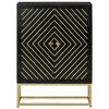 vidaXL Ντουλάπι με 2 Πόρτες Μαύρο/Χρυσό 55x30x75 εκ. Μασίφ Ξύλο Μάνγκο