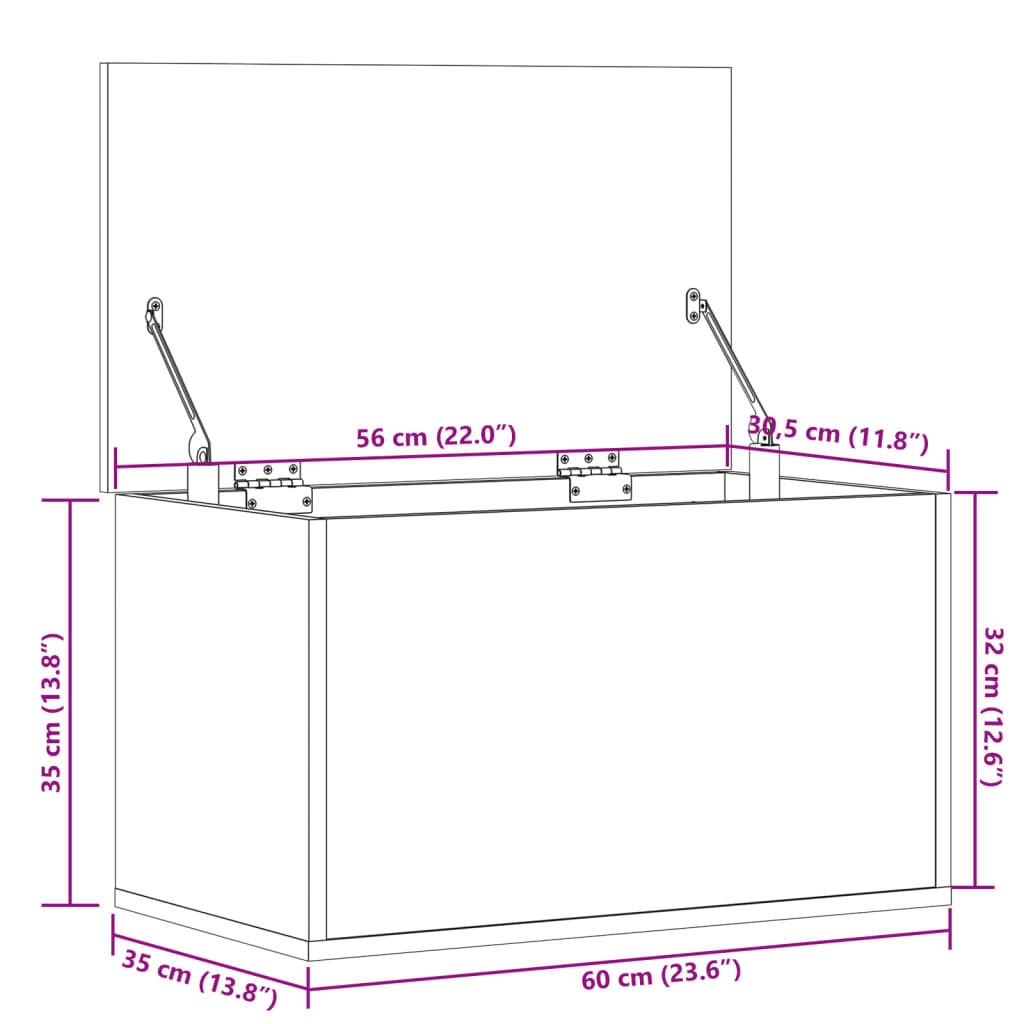 vidaXL Κουτί Αποθήκευσης Λευκό 60x35x35 εκ. από Επεξεργασμένο Ξύλο