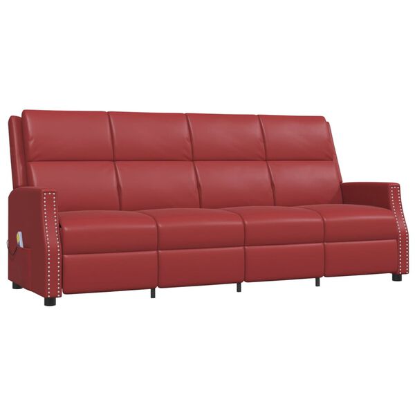 vidaXL Πολυθρόνα Μασάζ Ανακλινόμενη 4 Θέσεων Μπορντό Συνθετικό Δέρμα