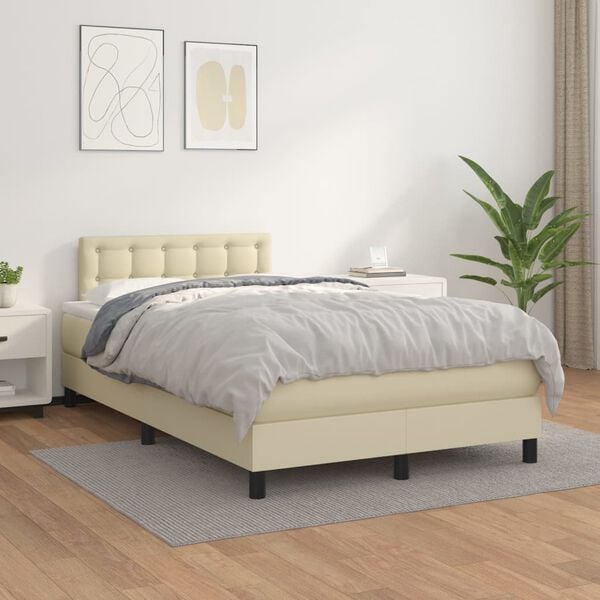 vidaXL &Kappa;&rho;&epsilon;&beta;ά&tau;&iota; Boxspring &mu;&epsilon; &Sigma;&tau;&rho;ώ&mu;&alpha; &Kappa;&rho;&epsilon;&mu; 120x200&epsilon;&kappa;. &alpha;&pi;ό &Sigma;&upsilon;&nu;&theta;&epsilon;&tau;&iota;&kappa;ό &Delta;έ&rho;&mu;&alpha;