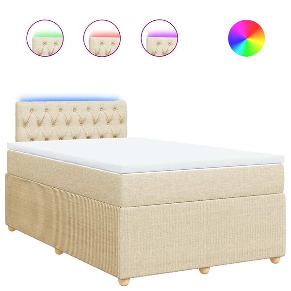 vidaXL Κρεβάτι Boxspring με Στρώμα Κρεμ 120x190 εκ. Υφασμάτινο