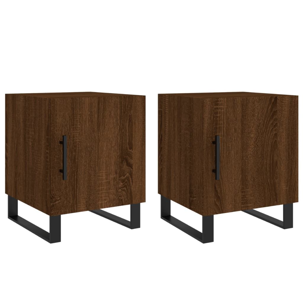 vidaXL Κομοδίνα 2 τεμ. Καφέ Δρυς 40 x 40 x 50 εκ. από Επεξεργ. Ξύλο
