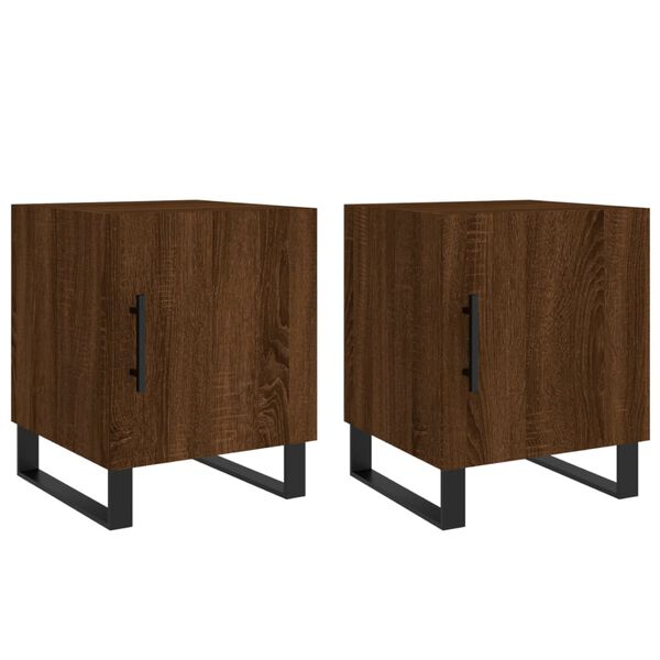 vidaXL Κομοδίνα 2 τεμ. Καφέ Δρυς 40 x 40 x 50 εκ. από Επεξεργ. Ξύλο