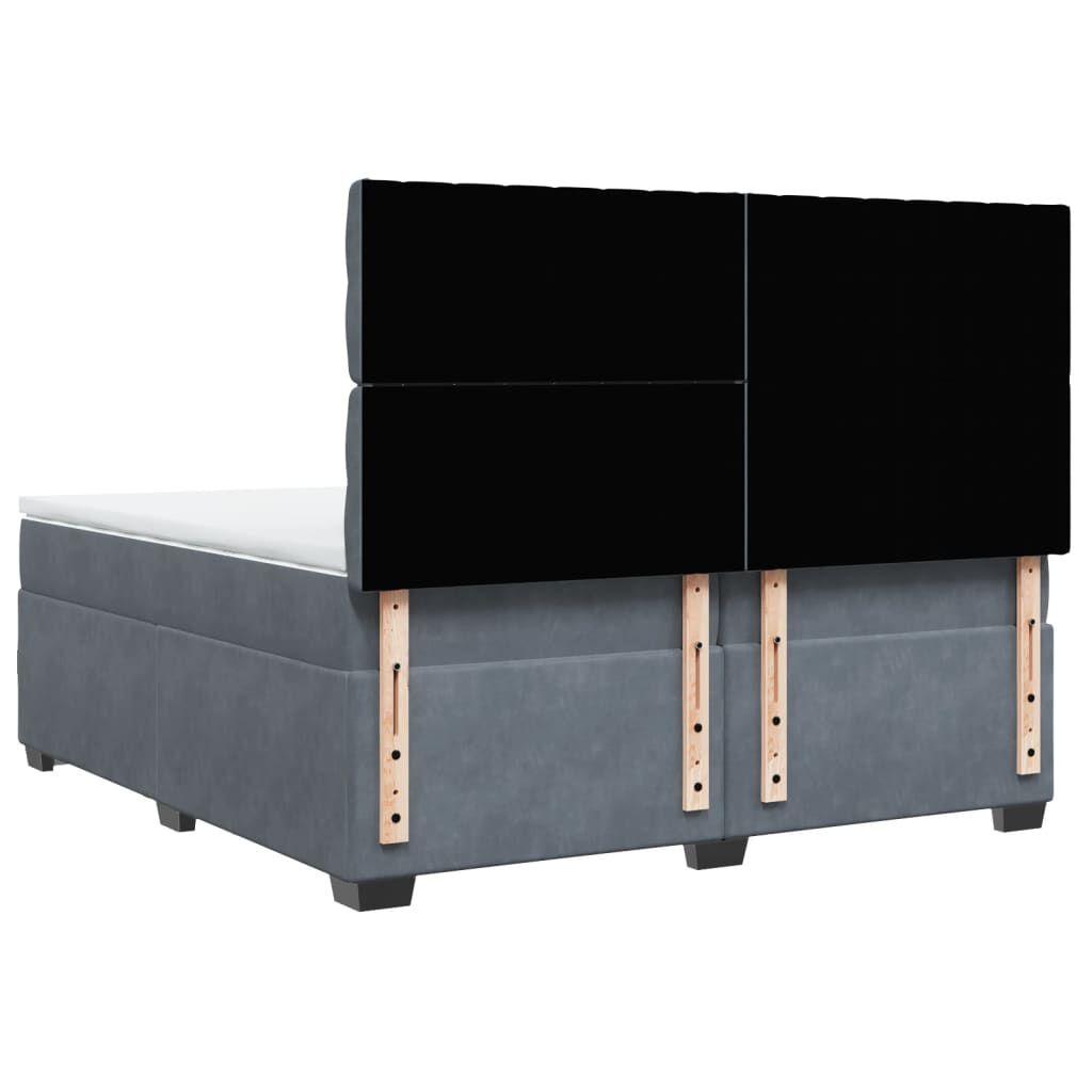 vidaXL Κρεβάτι Boxspring με Στρώμα Σκούρο Γκρι 200x200 εκ. Βελούδινο