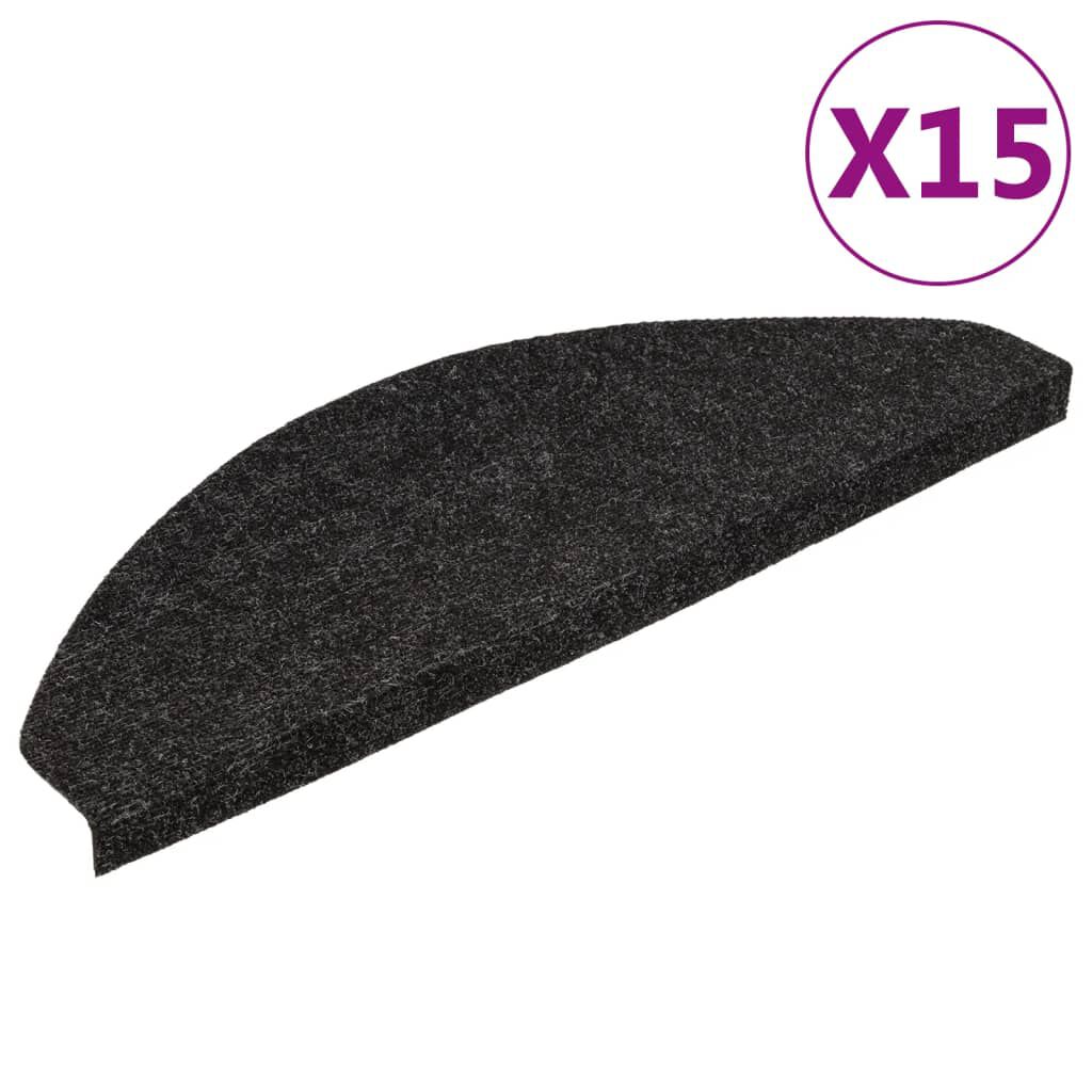 vidaXL Πατάκια Σκάλας Αυτοκόλλητα 15 τεμ. Ανθρακί 65x22,5x3,5 εκ.