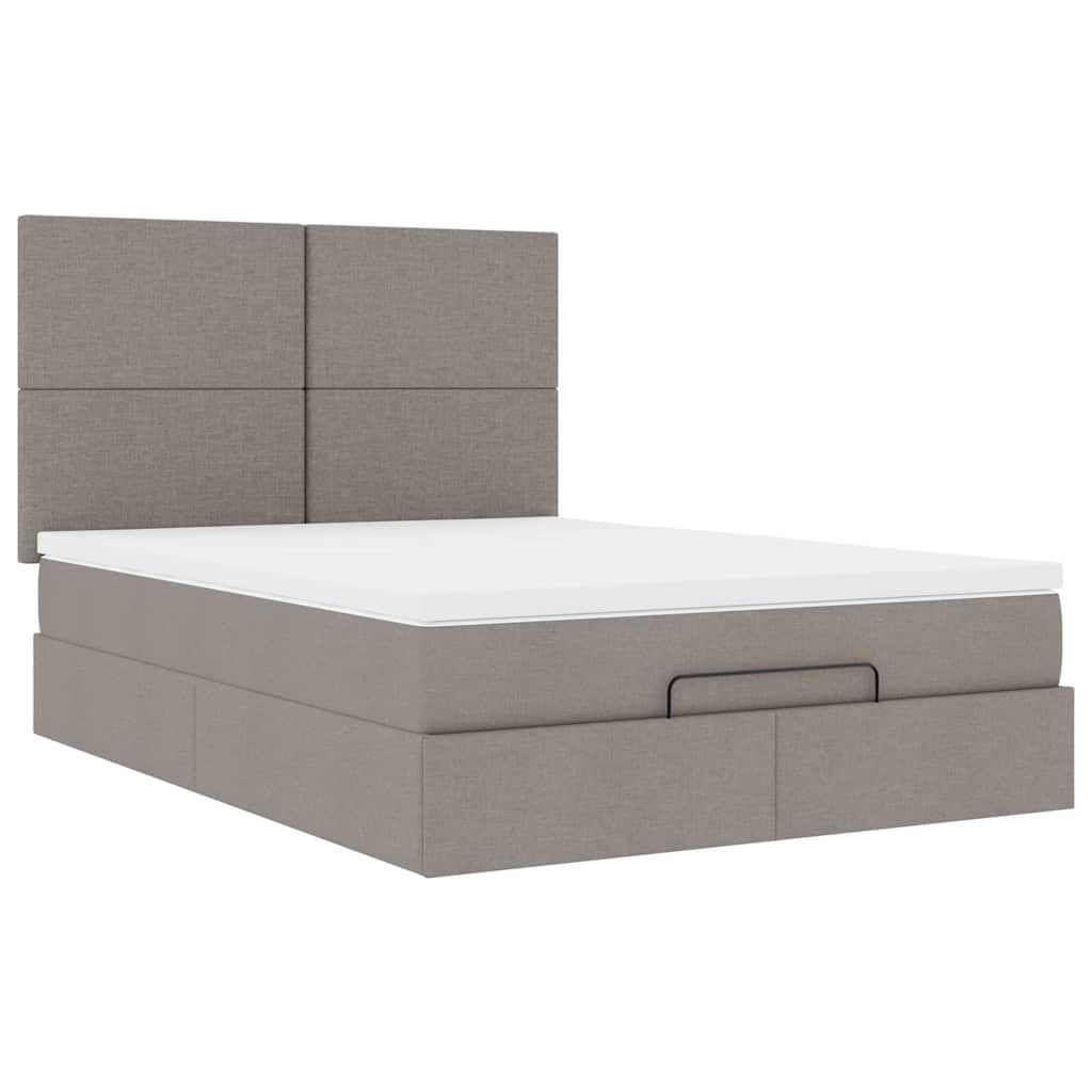 vidaXL Οθωμανικό κρεβάτι με στρώμα Taupe 140x200cm ύφασμα