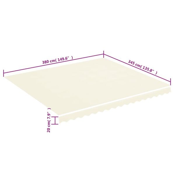 vidaXL Τεντόπανο Ανταλλακτικό Κρεμ 4 x 3,5 μ.