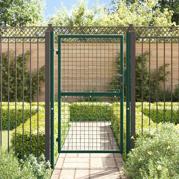 vidaXL Πόρτα Περίφραξης Πράσινη 100 x 150 εκ. Ατσάλινη
