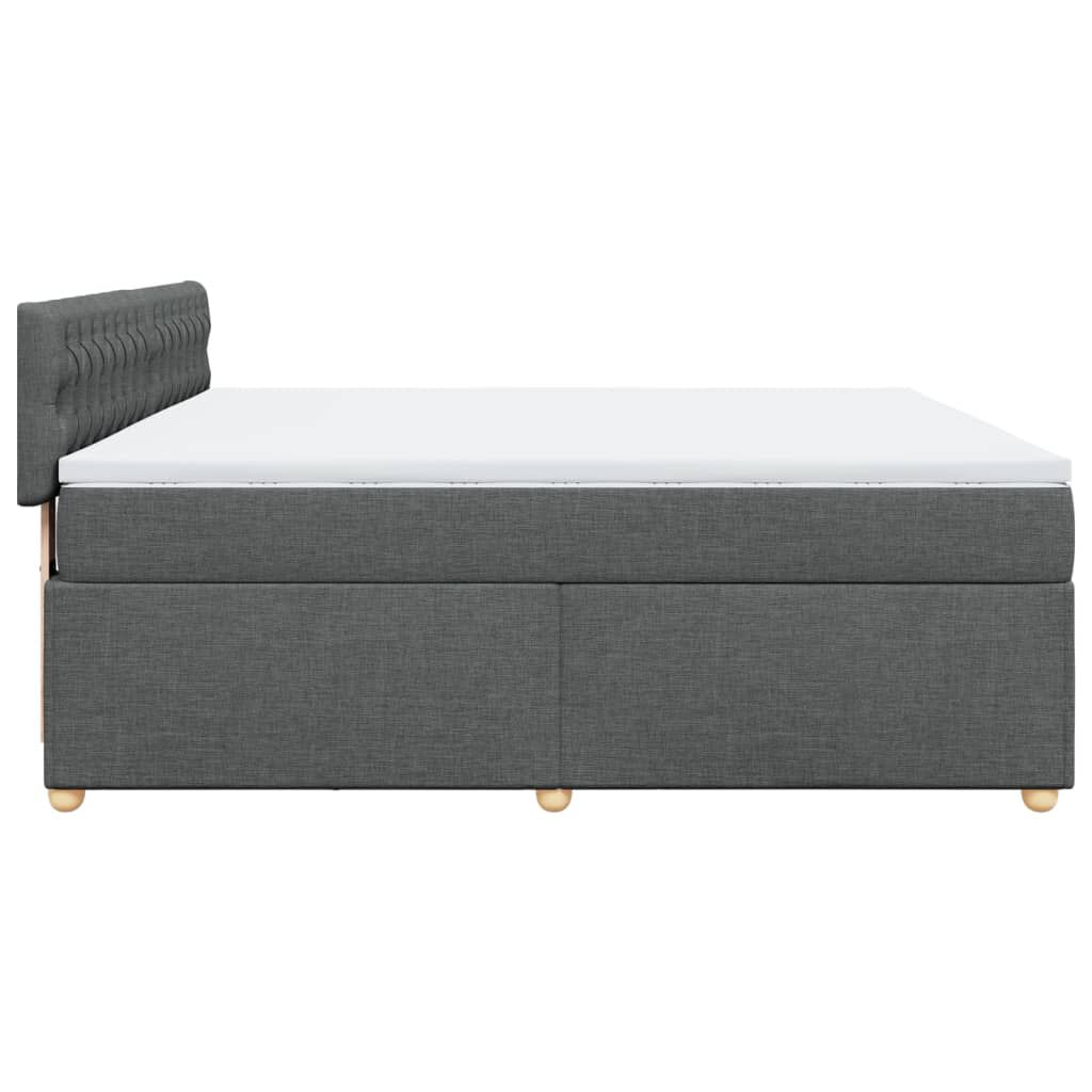 vidaXL Κρεβάτι Boxspring με Στρώμα Σκούρο Γκρι 180x200 εκ Υφασμάτιν