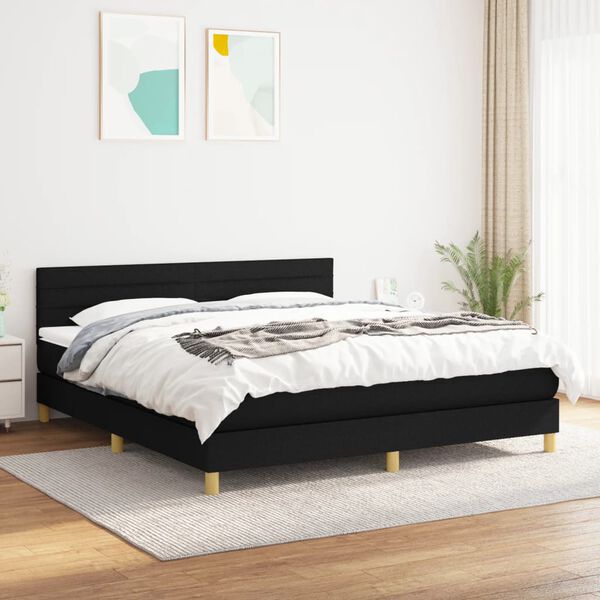 vidaXL &Kappa;&rho;&epsilon;&beta;ά&tau;&iota; Boxspring &mu;&epsilon; &Sigma;&tau;&rho;ώ&mu;&alpha; &Mu;&alpha;ύ&rho;&omicron; 180x200 &epsilon;&kappa;. &Upsilon;&phi;&alpha;&sigma;&mu;ά&tau;&iota;&nu;&omicron;