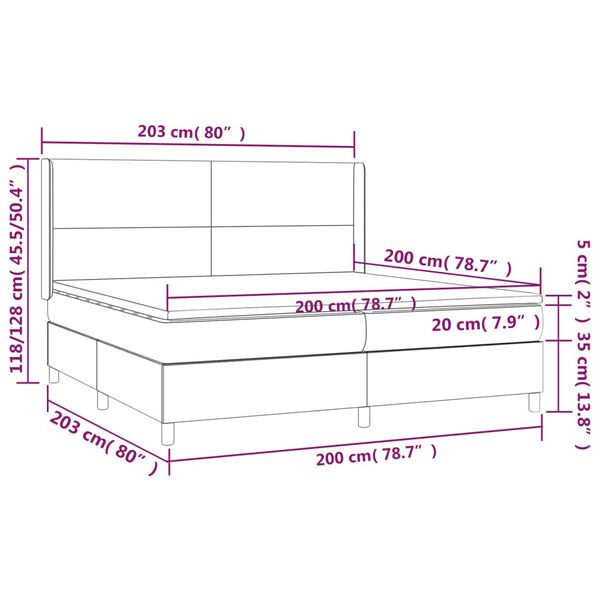 vidaXL Κρεβάτι Boxspring με Στρώμα Κρεμ 200x200 εκ. Υφασμάτινο